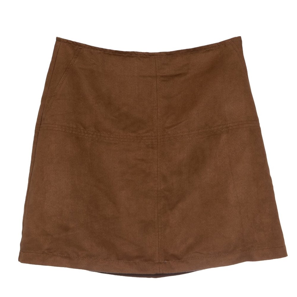 Sanctuary Brown Faux Suede A-Line Mini Skirt Size Small